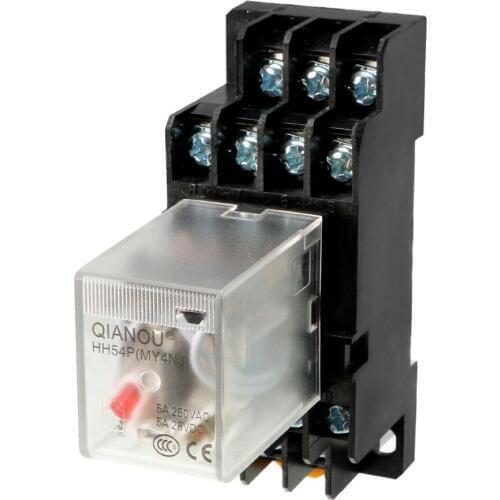 1PCS AC 24/110/120V Relays Coil Red Indicator Light 8/14 Pin 4P4T/DPDT Electromagnetic General Purpose Power Relay + Socket Base