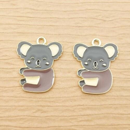 10pcs 18x22mm enamel koala charm for jewelry making cute earring pendant bracelet necklace charms diy design charms