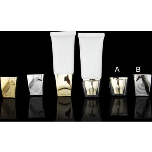 100pcs wholesale 1oz oval shape empty white cosmetic soft tube with gold or silver lid , 30ml cosmetic empty lotion soft tube