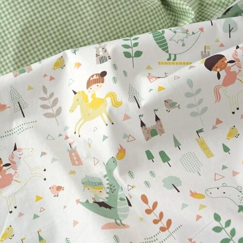 160cm*50cm Girl Riding Horse Children Cartoon Cotton Printed Cloth Kindergarten Baby quilting Fabric kids bedding Cotton Fabric