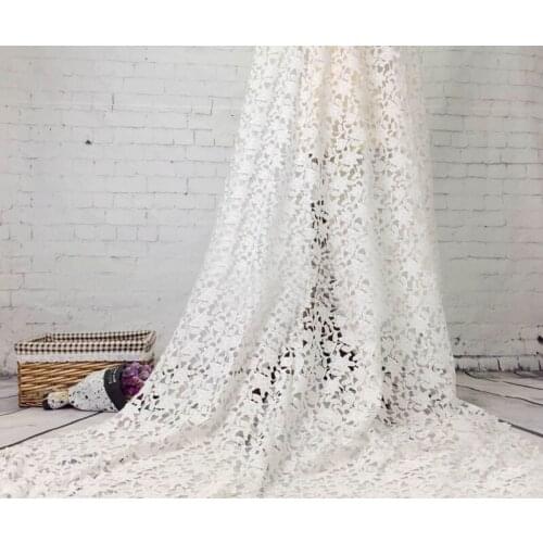 2Yard Nigerian Lace Fabrics White Navy Blue African Cord Lace Fabrics Cloting Guipure French Lace Fabric For Women Dress Cloth