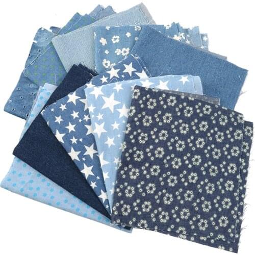 20x33cm Flower Floral Skull Star Denim Material Patchwork Tissue Sewing Quilting Fabrics Quilt Needlework DIY Cloth