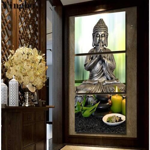 3 pcs diamond painting stones with flower Buddha statue 3d Picture diamond mosaic set diamond embroidery full square round