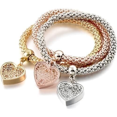 3Pcs Gold Hollow Love Heart&Tree of Life Bracelets&Bangles Charm For Women Friendship Bracelet Casual Jewelry Bracelet BT200244