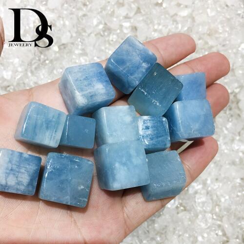 5Pcs Natural Blue Aquamarine Cube Stone Crystal Rock Quartz Gemstone Mineral Specimen DLY Jewelry Reiki Gift Aquarium Decoration