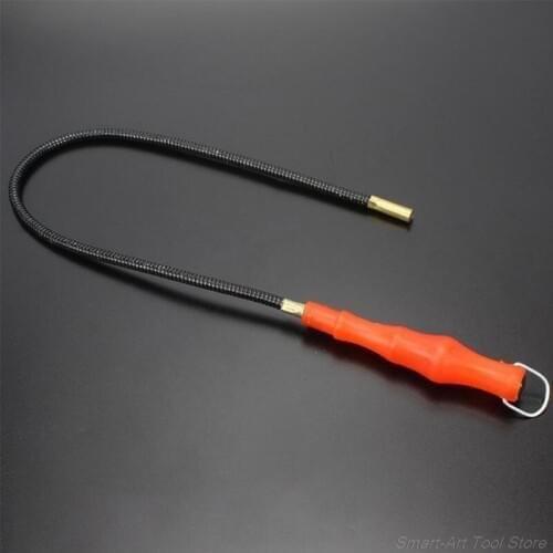 60cm Flexible Magnetic Pickup Tool LED Light Magnet Garage Tool Repair Pick Up Red Plastic Handle Bendable Metal Grabber M02 21