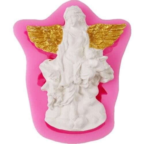 Angel Cake Border Silicone Mold Goddess Fondant Molds Flower Wedding Cake Decorating Tool Candy Chocolate