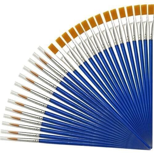 AU42 -100 Pieces Kids Paint Brushes Set for Watercolor Oil Painting Flat +Pointed Brush for Body Face Nail Craft Art