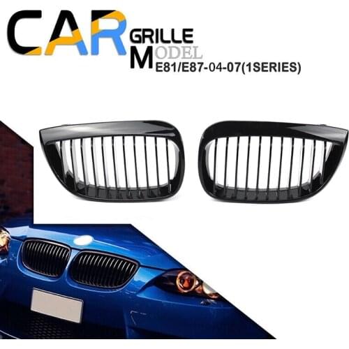 Car Glossy Black Hood Front Bumper Kidney Grille Grill For-BMW 1 Series E81 E87 2004-2007