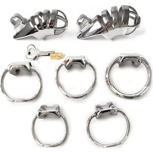 Chastity Lock MenS Short Chastity Belt Stainless Steel Hollow Cock Cage Chastity Device Penis Ring BDSM Toys Adult Products