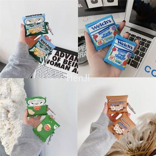 For Apple Airpods Pro Case Cute Soft Silicone Biscuits Potato Chips Candy Case for Airpods 1 2 TWS Earphone Protect Cover