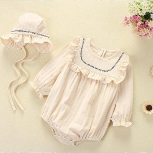 Baby Girl Romper Spring Summer Newborn Baby Girl Boy Clothes Ruffle Cotton Baby Clothes Infant Sunsuit Baby Jumpsuit With Hat
