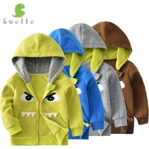 SVELTE Baby Kids Boy Polar Fleece Hooded Jacket Monster Face Hoody Sweatshirt Full Zip Fleese Outwear for Spring Autumn Winter