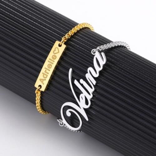 Custom Name Bracelet For Women Personalized Jewelry Stainless Steel Engraving Letter Name Adjsutable Bracelets Friendship Gift