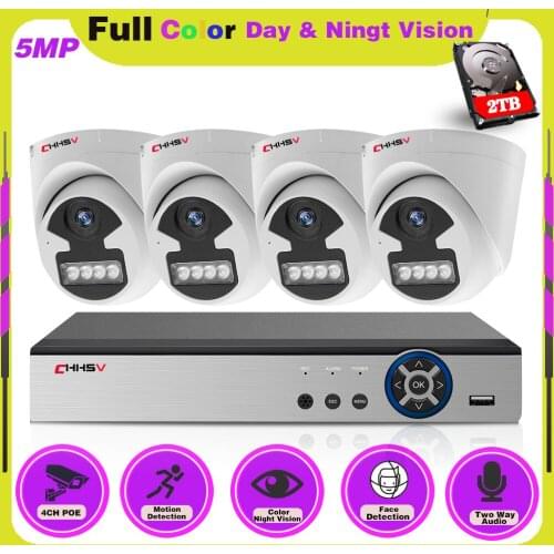 IP CCTV Camera Security System Kit POE 5MP 4CH NVR Kit Indoor Two Way Audio Home Security Video Surveillance Camera System Set