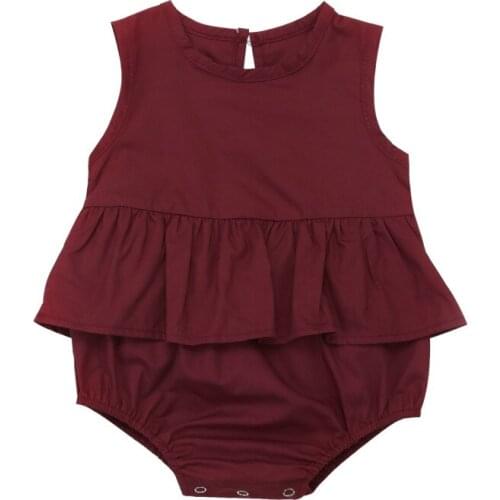 Toddler Newborn Kids Princess Summer Sunsuit Romper Baby Girl Ruffles Sleeveless Sunsuit Clothing Cotton Rompers Jumpsuit Tops