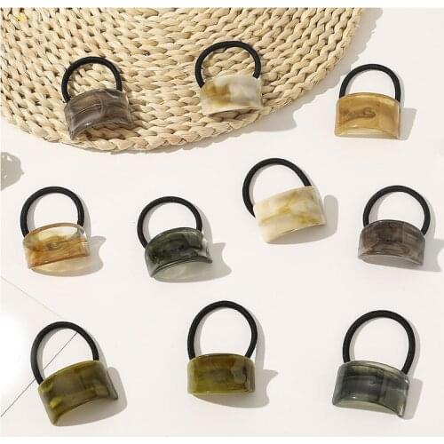 Korean Geometric Arcuate Scrunchie Women Girls Elastic Hair Rubber Bands Matte Acetate Hair Ties Rope Ornaments Hair Accessories