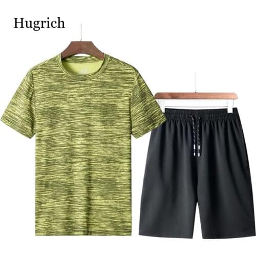 Summer New Mens Casual Set Fashion 2 PCS Sportswear Suit Short Sleeve T-shirt Shorts Sets Male Sportswear Tracksuit Men