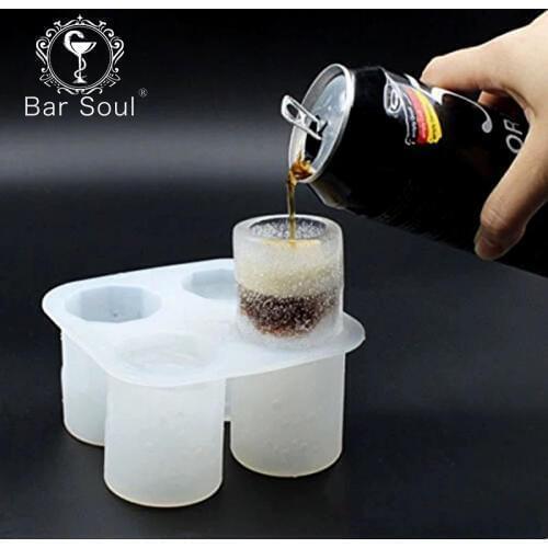 Bar Soul Creative Shot Glass Mold Ice Mold Ice Block Ice Maker Bright Ice Bartender Tools Food Grade Rubber Durable Box