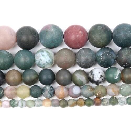 Natural Stone Frosted Indian Agates Round Loose Beads For Jewelry Making Needlework Bracelet Diy Strand 4-12 MM