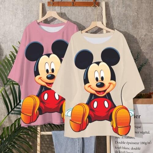 3D printing Harajuku summer casual womens T-shirt Ulzzang streetwear Kawai Mickey Minnie print Disney T-shirt