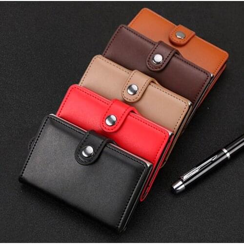 Metal RFID Credit Card Holder Wallet Women Men Leather ID Bank Card Case CreditCard Holder Mens Slide Cardholder Cash Money Clip