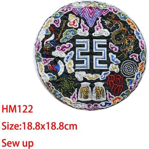 Cartoon Decorative Round Patch Dragon Cloud birds icon Embroidered Applique Patches For DIY Iron on Badges Stickers on backpack