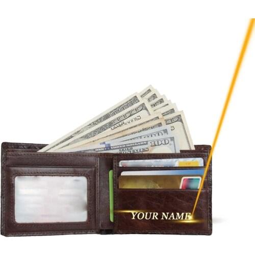 Engraved Mens Wallet Personalized Leather Wallet For Men Husband Dad Son Boyfriend Love Custom Gifts Card Slots Card Holders