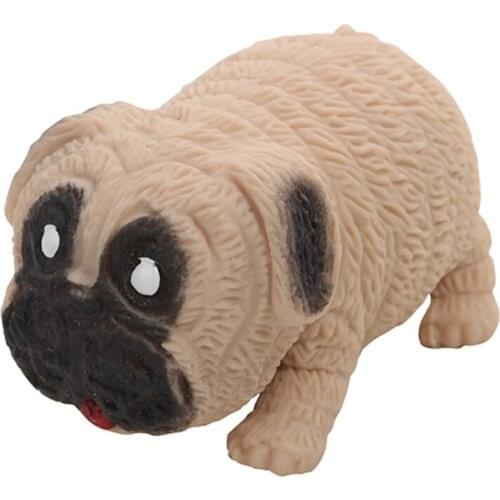 N7ME Stretching Pug Dog Interactive Anxiety Toy Gift for Kids Pressure Relieving Pet Dog Toy Practical Joke Toy Miniature Toy