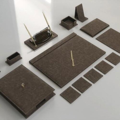 Office Desk Pad Jaguar Mink Modern Design Nameplate, Phone Holder Document Organizer, Coasters, Ballpoint & Fountain Pen