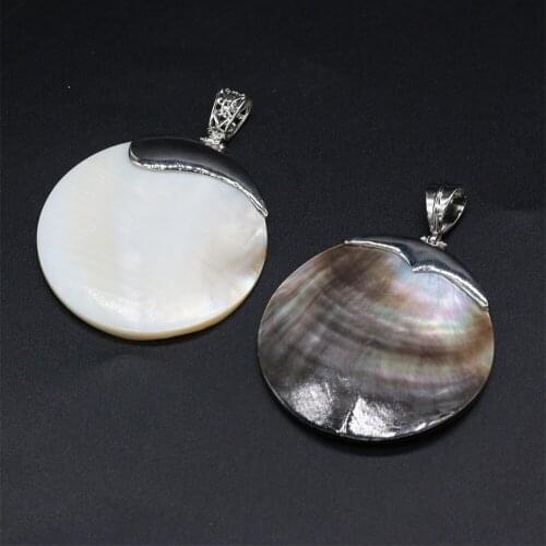 Natural Mother of Pearl Shell Pendant Silver Plated Shell for Charms Jewelry Making DIY Shell Necklace Findings 50x50mm