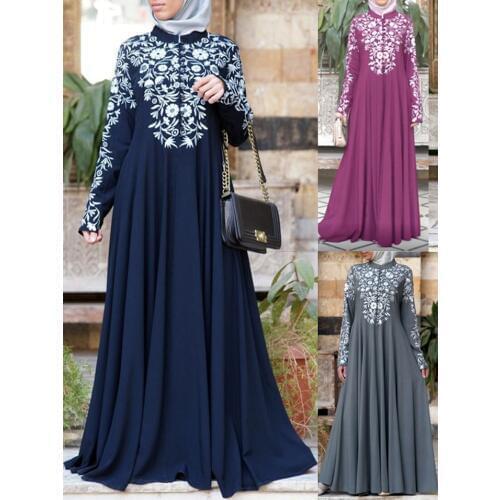 2020 New muslim women dress turkish abaya Printed Flower Maxi Kimono Open Abaya Robe Dubai muslim dress women ramadan kaftan