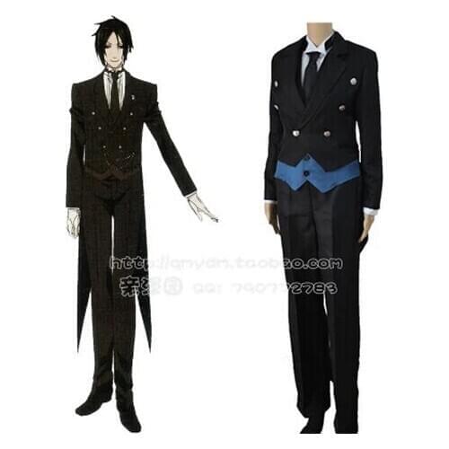New Anime Black Butler 2 Kuroshitsuji Sebastian Cosplay Costume Coat Jacket Anime Products