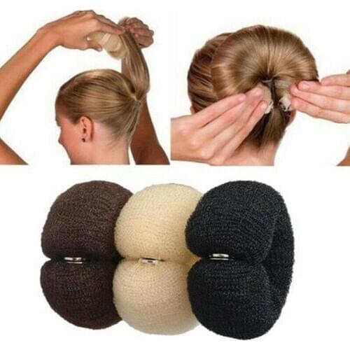 Hair Styling Bun Curler Maker Ring with Buckle Shaper Sponge Clip Foam Women Lady Girls Donut Hairbands Black White Brown