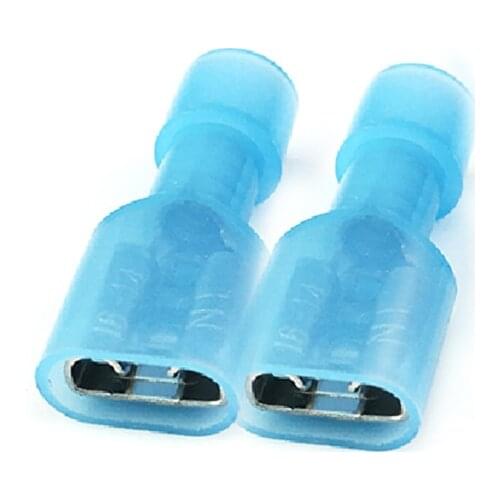 100pcs 16-14AWG Female Fully Insulated Wire Crimp Terminal .250" 1/4" Nylon Quick Connectors Wiring Spade