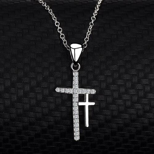 Jewelry Cross Pendant s925 Sterling Silver Europe And The United States Micro Inlay Zircon Necklace for women Factory wholesale