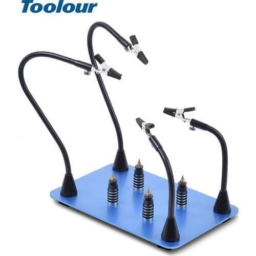 Toolour Soldering Third Hand Magnetic PCB Board Fixed Clip 4pcs Flexible Arms Crocodile clip Welding Station Repairing Tool