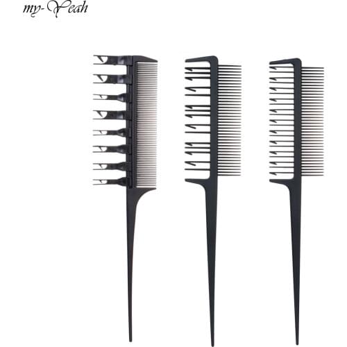 2 Style Professional Hair Dyeing Highlight Hair Brush Barber Hairdressing Comb Double-Sided Hook Rat Tail Comb Hair Styling Tool