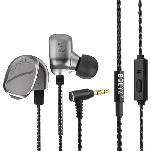 BQEYZ K2 Wired Earphones DIY Headphones 2BA+2DD Hybrid Dynamic HIFI Earbuds Bass Running Sport Earphone Removable Cable With Mic