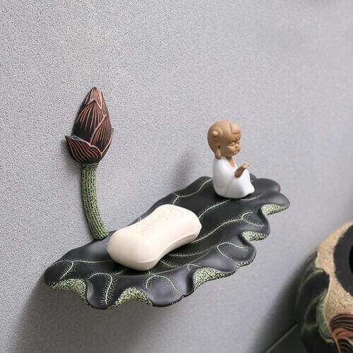 Modern 3D Resin Lotus Wall Hanger Wall Mural Ornaments Bathroom Soap Hook Wall Hanging Crafts Home Livingroom Wall Sticker Decor