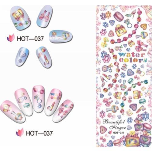 UPRETTEGO NAIL ART BEAUTY WATER DECAL SLIDER NAIL STICKER FLOWER TRIPLE COLORS SHOES FABRIC TEXTILE LACE HOT037-042