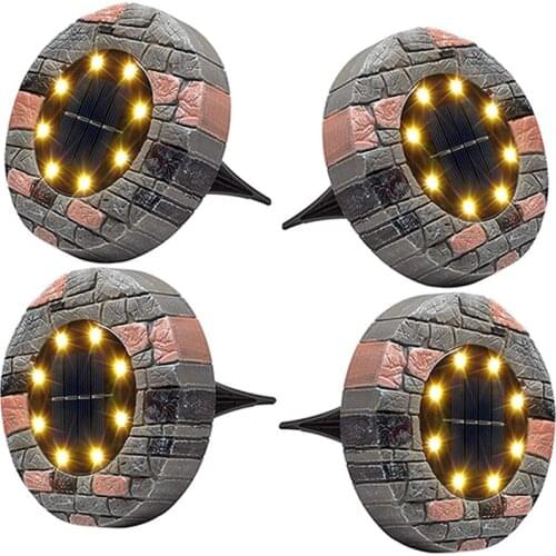Outdoor 8 LED Solar Garden Light 4PCS Upgraded Solar Ground Light Waterproof Bright In-Ground Lights For Lawn Pathway Yard