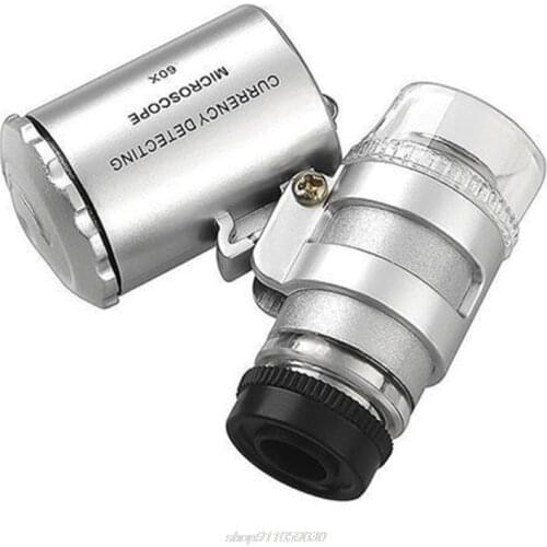 Mini 60X Magnifier Microscope UV Jeweler Loupe currency Detector with LED Light Jy9 21 Dropship