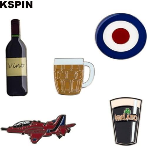 Vino Beer Cup Guitar Helicopter Cross Lapel Pin Badge Pins Beautiful Brooches Coins Collectibles