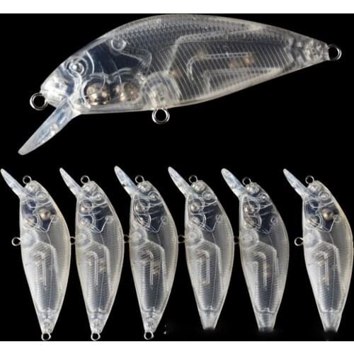 WAVES Fishing Blank Lures Crankbait Minnow 6.95CM 5.42G Deep Diving Rattle Hard Plastic Unpainted Lure Body Surfcasting Wobbler