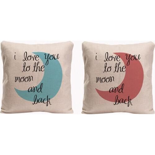 I Love You To The Moon And Back Couple Pillowcases Valentines Day Anniversary Gifts & Wedding Decoration For Couples & Lover