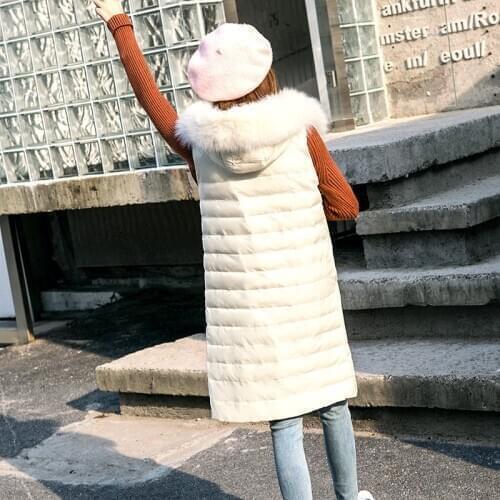 Women Winter Vests Fashion Duck Down Long Jacket Warm Sleeveless Vest Female Casual FeminineLady Elegant Coat LW1114