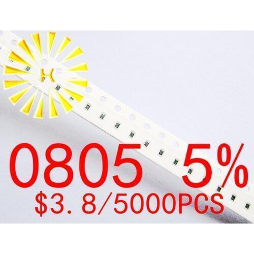 0805 5% Chip Resistors 0.01-0.091R 0.1-0.91R 0R 1R-10M 1/8W SMD Resistor x 5000PCS