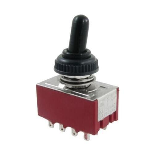 1pcs AC 250V 2A 125V 6A on/off/on 12pin 4PDT Toggle Switch with Waterproof Boot LW