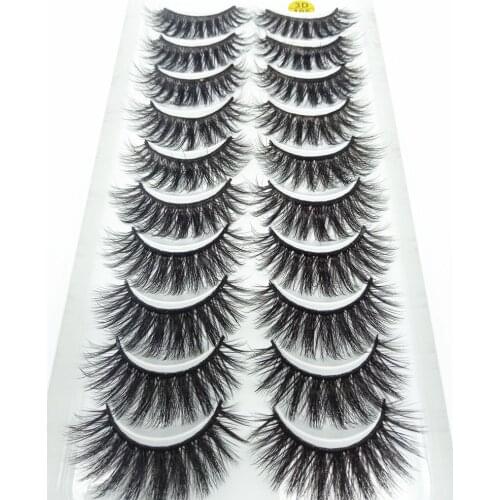 10pairs/set Makeup Natural3DVolume Mink False Eyelashes Curl Cross Long Thick Mink Eyelashes Soft Handmade Eye Lashes Extension